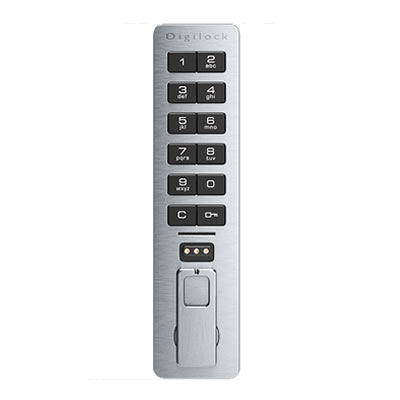 An electronic lock with a keypad for code-based access.
